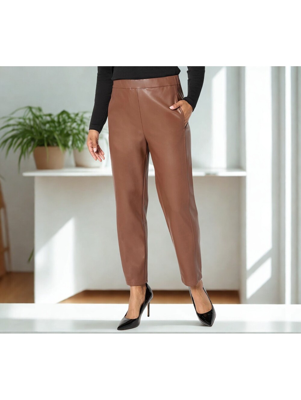 by Stacy London Regular Faux Leather Lantern Pant Size 2X